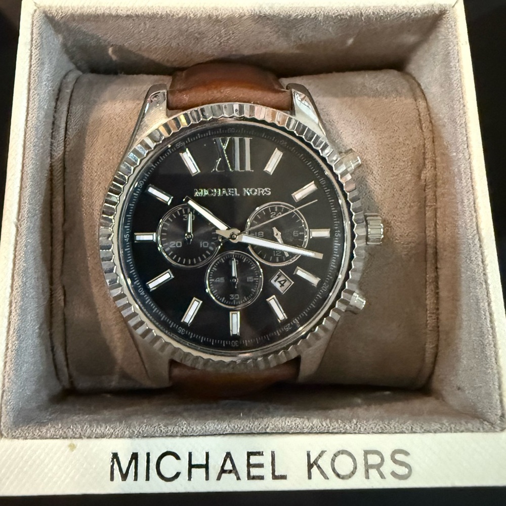 Michael Kors Black and Silver Chronograph Watch
